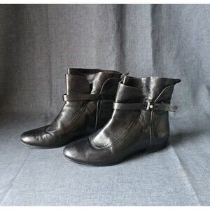 Belle Sigerson Morrison Size 7B Miracle Black Leather Flat Ankle Boots Women